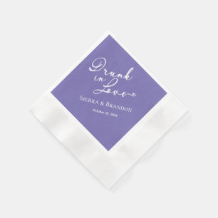 Guardanapo De Papel Bebado Com Amor Monograma Roxo Casamento Napkins