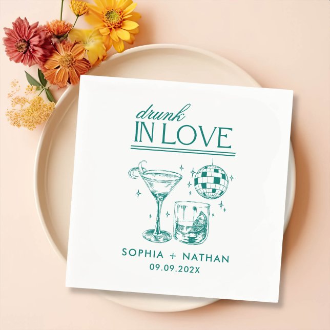 Guardanapo De Papel Bebado No Amor Casamento Personalizado De Cocktail (Criador carregado)