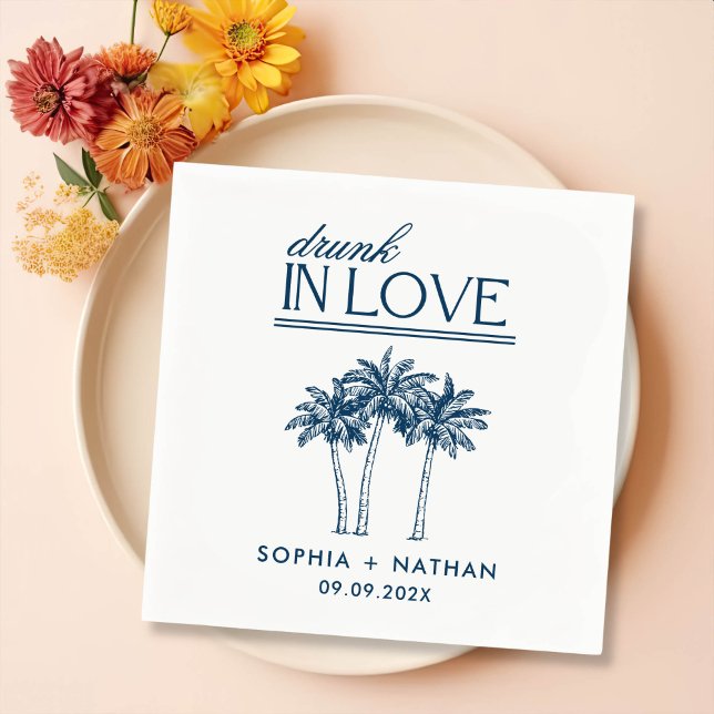 Guardanapo De Papel Bebado No Amor Casamento Personalizado De Praia (Criador carregado)