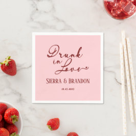 Guardanapo De Papel Bebado No Amor Monograma Rosa Casamento Napkins