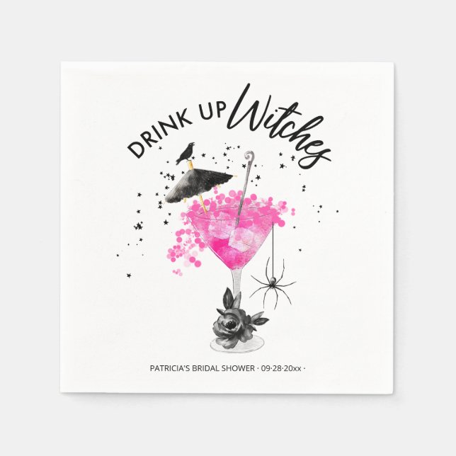Guardanapo De Papel Bebam até o fim Cocktail de Bruxas Chá de Noiva de (Frente)