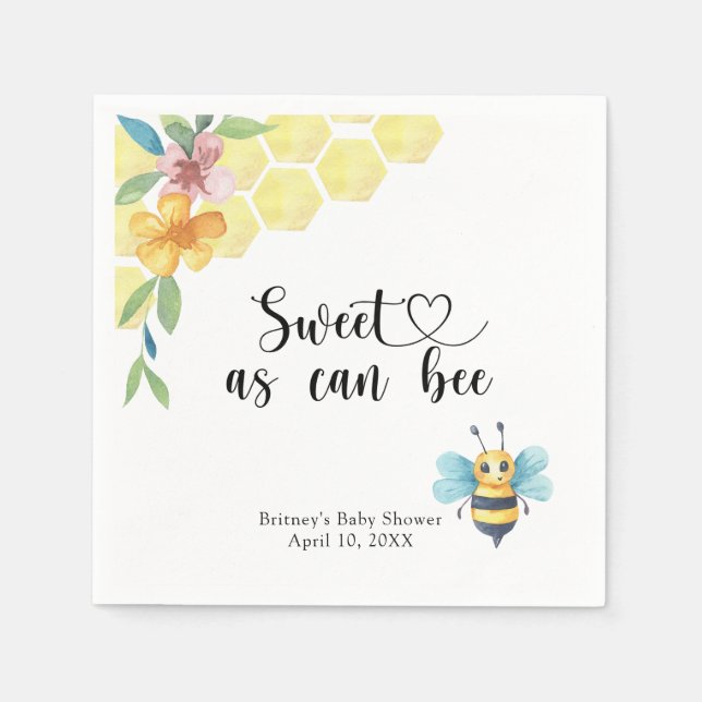 Guardanapo De Papel Bebê - abelha doce como abelha (Frente)