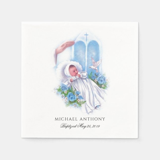 Guardanapo De Papel Bebê Baptismo Criminando Religião Tradicional (Frente)