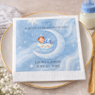 Guardanapo De Papel Bebê Chá Convidar Estrelas à Lua Aquarela