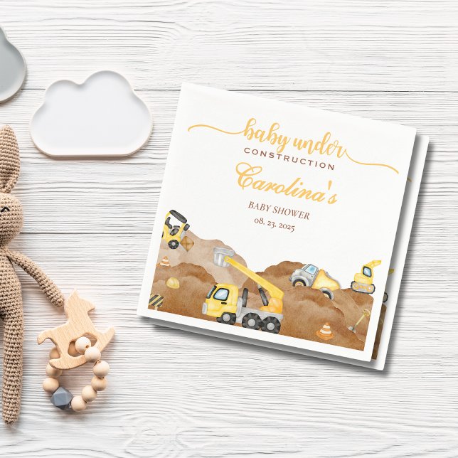 Guardanapo De Papel Bebê de aquarela em chá de fraldas de construção (Criador carregado)