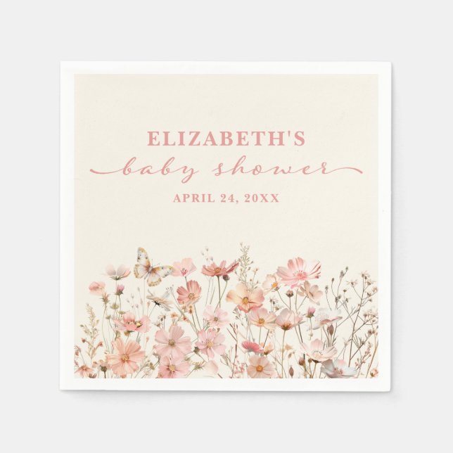 Guardanapo De Papel Bebê de flor selvagem no Chá de fraldas de Bloomia (Frente)