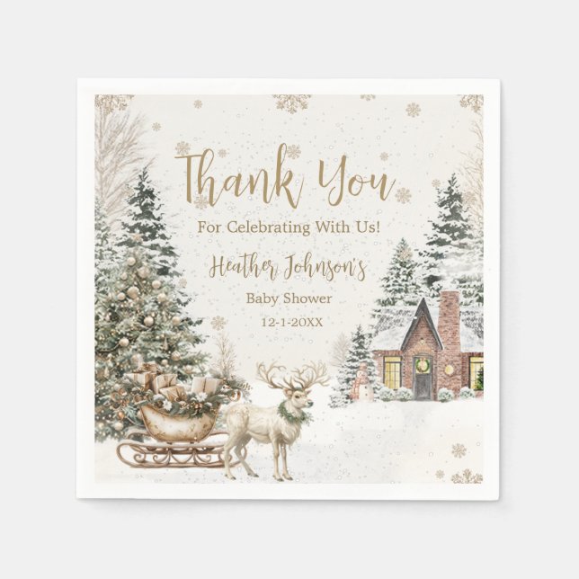 Guardanapo De Papel Bebê de inverno É frio, Chá de fraldas de flocos d (Frente)