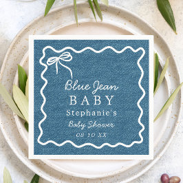 Guardanapo De Papel Bebê de Jeans Azul Chá de Bebê Denim