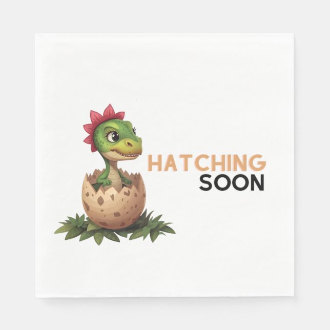 Guardanapo De Papel Bebê Dinossauro Kawaii Adorável Eclodindo (Frente)