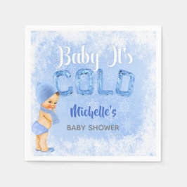 Guardanapo De Papel Bebê É Azul Floco de Neve Chuva de Inverno Menino