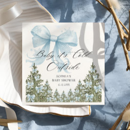 Guardanapo De Papel Bebê É Frio Fora Do Chá de fraldas Azul Arco