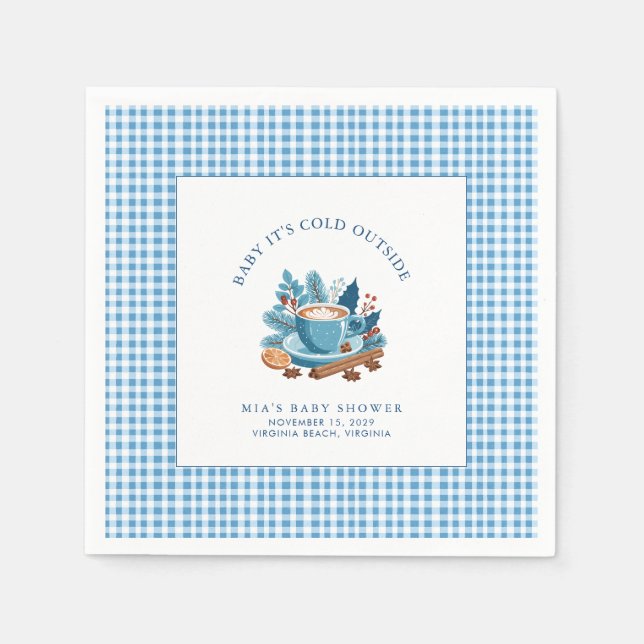 Guardanapo De Papel Bebê É Frio Fora do Chá de fraldas de inverno (Frente)