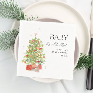 Guardanapo De Papel Bebê É Frio Fora do Chá de fraldas de Natal