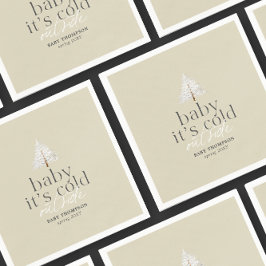 Guardanapo De Papel Bebê É Frio Fora do Chá de fraldas Verde Neutro