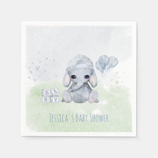 Guardanapo De Papel Bebê Elefante - Animais Aquíferos (Frente)