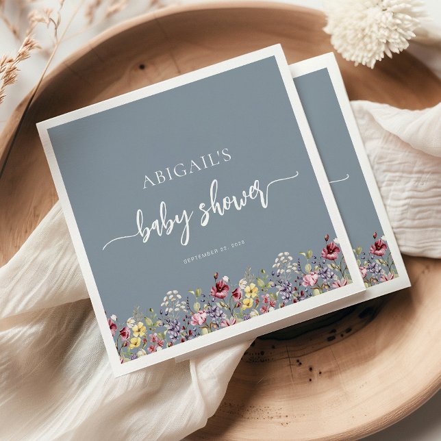 Guardanapo De Papel Bebê em Blogue Flores Selvagens Chá de fraldas Azu (Criador carregado)