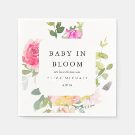 Guardanapo De Papel Bebê em Bloom Watercolor Chá de fraldas Floral Bra