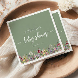 Guardanapo De Papel Bebê em Bloomodflores Selvagens Sage Chá de fralda