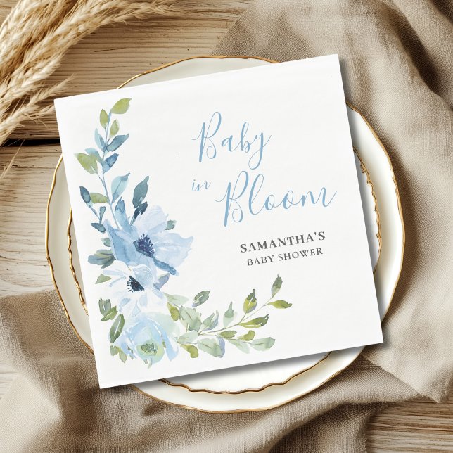 Guardanapo De Papel Bebê em Flor Bebê Azul Floral  (Criador carregado)