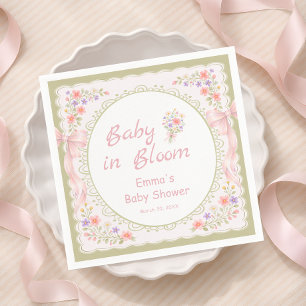 Guardanapo De Papel Bebê em Flor Bebê Chuveiro de Arco de Flores Silve