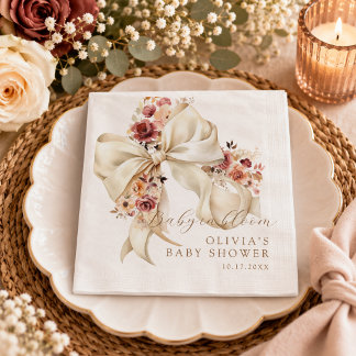 Guardanapo De Papel Bebê em Flor Ivory Arco Floral Chuveiro de Bebê