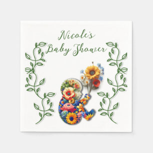 Guardanapo De Papel Bebê em Flor Vine Floral Baby Shower