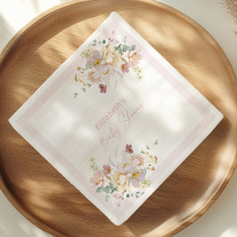 Guardanapo De Papel Bebê em sangue Blush Chá de fraldas Floral Rosa Na