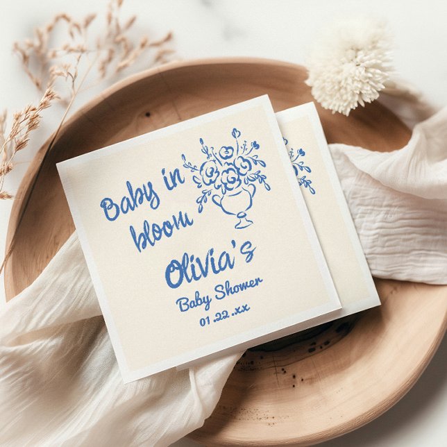 Guardanapo De Papel Bebê Em Sangue Chá de fraldas Floral Desenhado À M (Criador carregado)