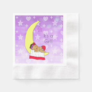 Guardanapo De Papel Bebê étnico dormindo na lua