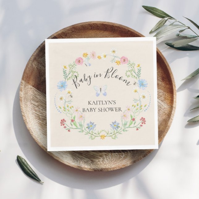 Guardanapo De Papel Bebê Floral de Flor Selvagem em Chá de Vinho (Criador carregado)