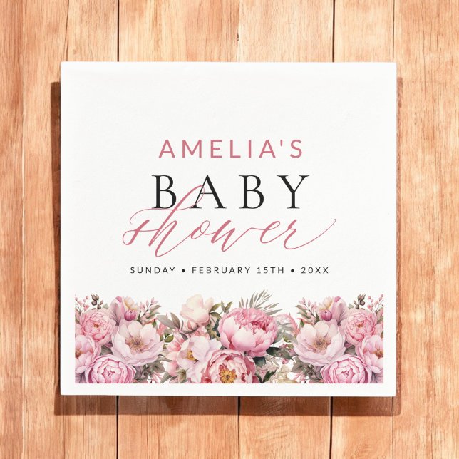 Guardanapo De Papel Bebê Floral Rosa No Chá de fraldas De Blogueira (Criador carregado)