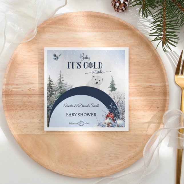 Guardanapo De Papel Bebê Frio Fora do Urso Neve Chá de fraldas (Criador carregado)