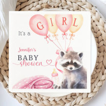 Bebê Guaxinim Churrasco de Menina Rosa Papel Fofo