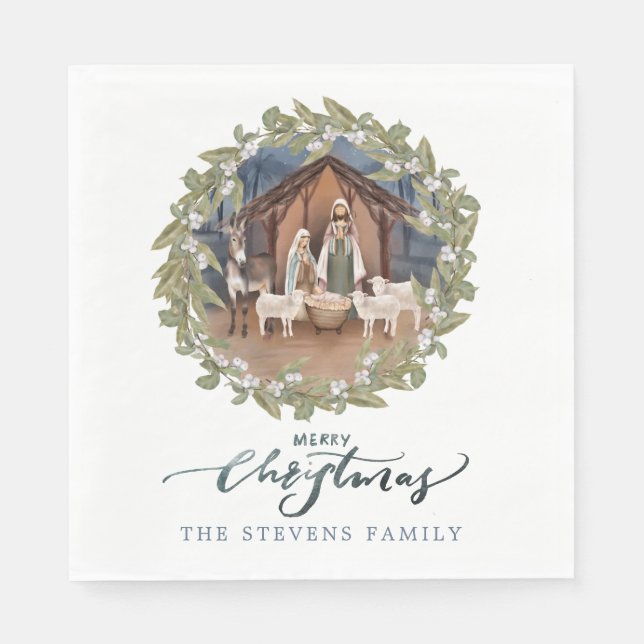 Guardanapo De Papel Bebê Jesus na Natividade Manger (Frente)