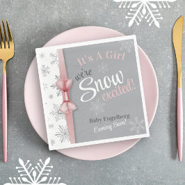 Guardanapo De Papel Bebê Menina Rosa Somos Chá de Floco de Neve Animad