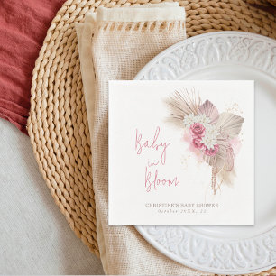 Guardanapo De Papel Bebê no Bloom Boho Rosado Rosa Chá de fraldas