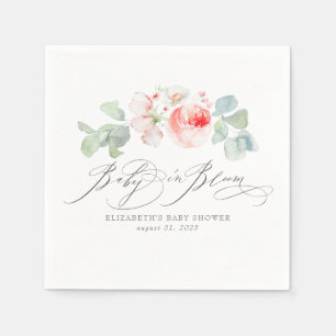 Guardanapo De Papel Bebê no Bloom Flores Rosa Elegantes Chá de fraldas