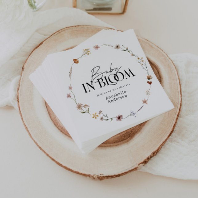 Guardanapo De Papel Bebê no chá de fraldas de flor selvagem florescent (Criador carregado)