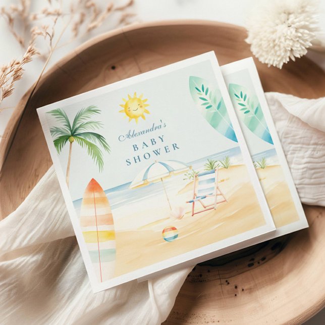 Guardanapo De Papel Bebê no Chá de fraldas de Surf da praia Conselho (Criador carregado)