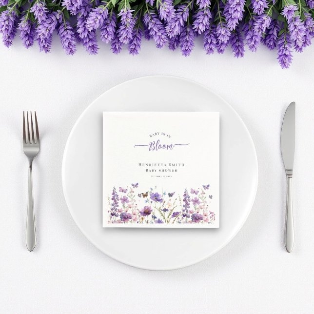 Guardanapo De Papel Bebê no chá de fraldas moderno de aquarela (for full collection visit willow spring studio baby in bloom wildfower suite)