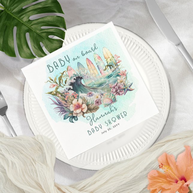 Guardanapo De Papel Bebê no Conselho Tropical Surfing Floral Chá de fr (Criador carregado)