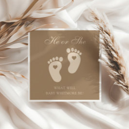 Guardanapo De Papel Bebê Pegadas Ele ou Ela Revelam Sexo Marrom