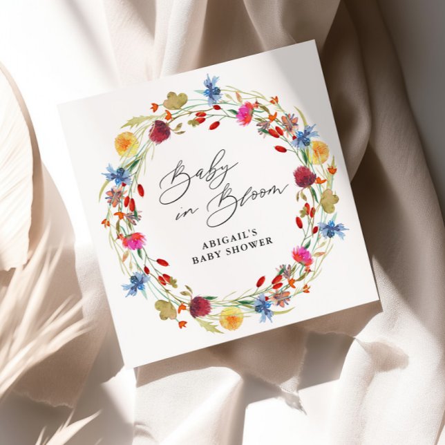 Guardanapo De Papel Bebê personalizado para Chá de fraldas de flor sel (Criador carregado)