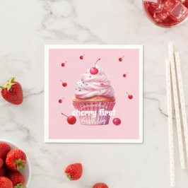 Guardanapo De Papel Bebê Rosa Primeira Cereja e Festa de aniversário C