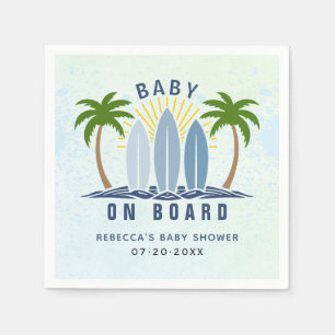 Guardanapo De Papel Bebê surfando conselho salpando chá de bebê azul