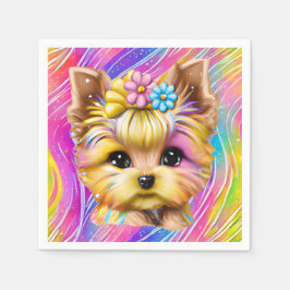 Guardanapo De Papel Bebê-Yorkie bonito e adorável