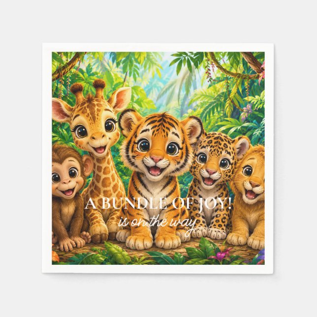 Guardanapo De Papel Bebês Animais da Selva (Frente)
