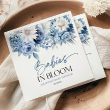 Bebês Em Chá de fraldas Floral Azul Sanguíneo