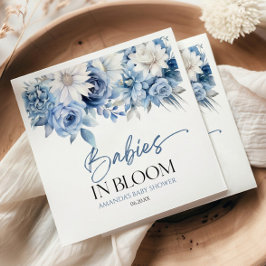 Guardanapo De Papel Bebês Em Chá de fraldas Floral Azul Sanguíneo