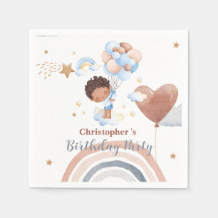 Guardanapo De Papel Bebês fofos Balão Meninos afro-americanos Aniversá